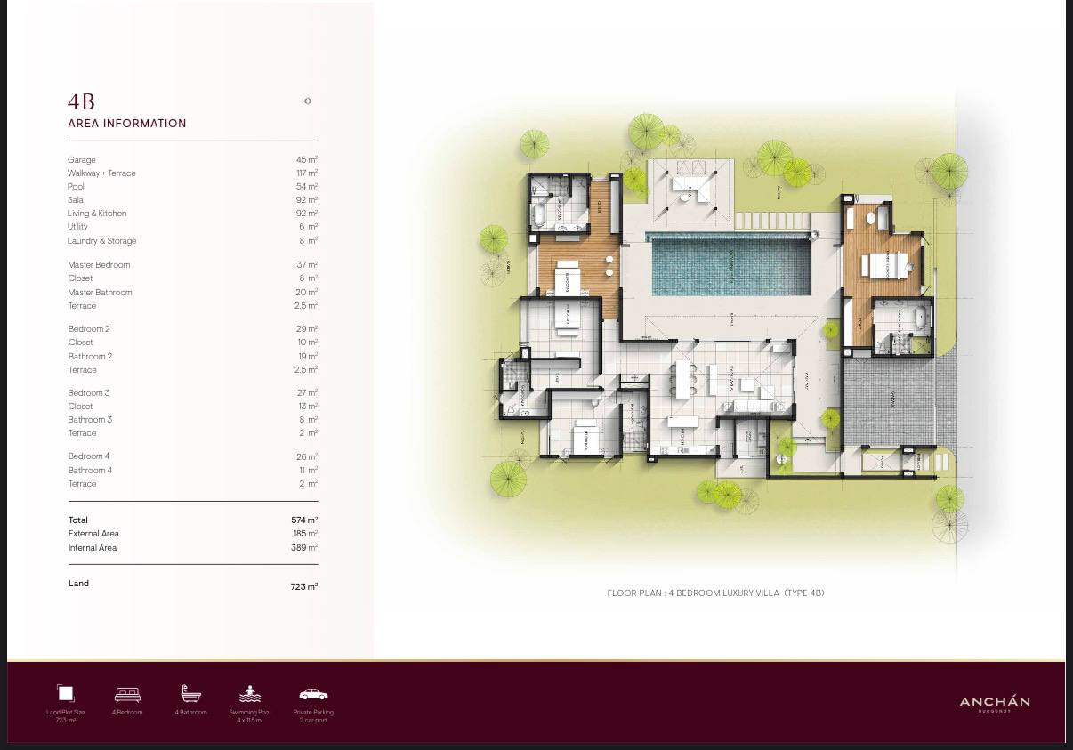 4-Bedroom Luxury Pool Villa at Anchan Burgundy