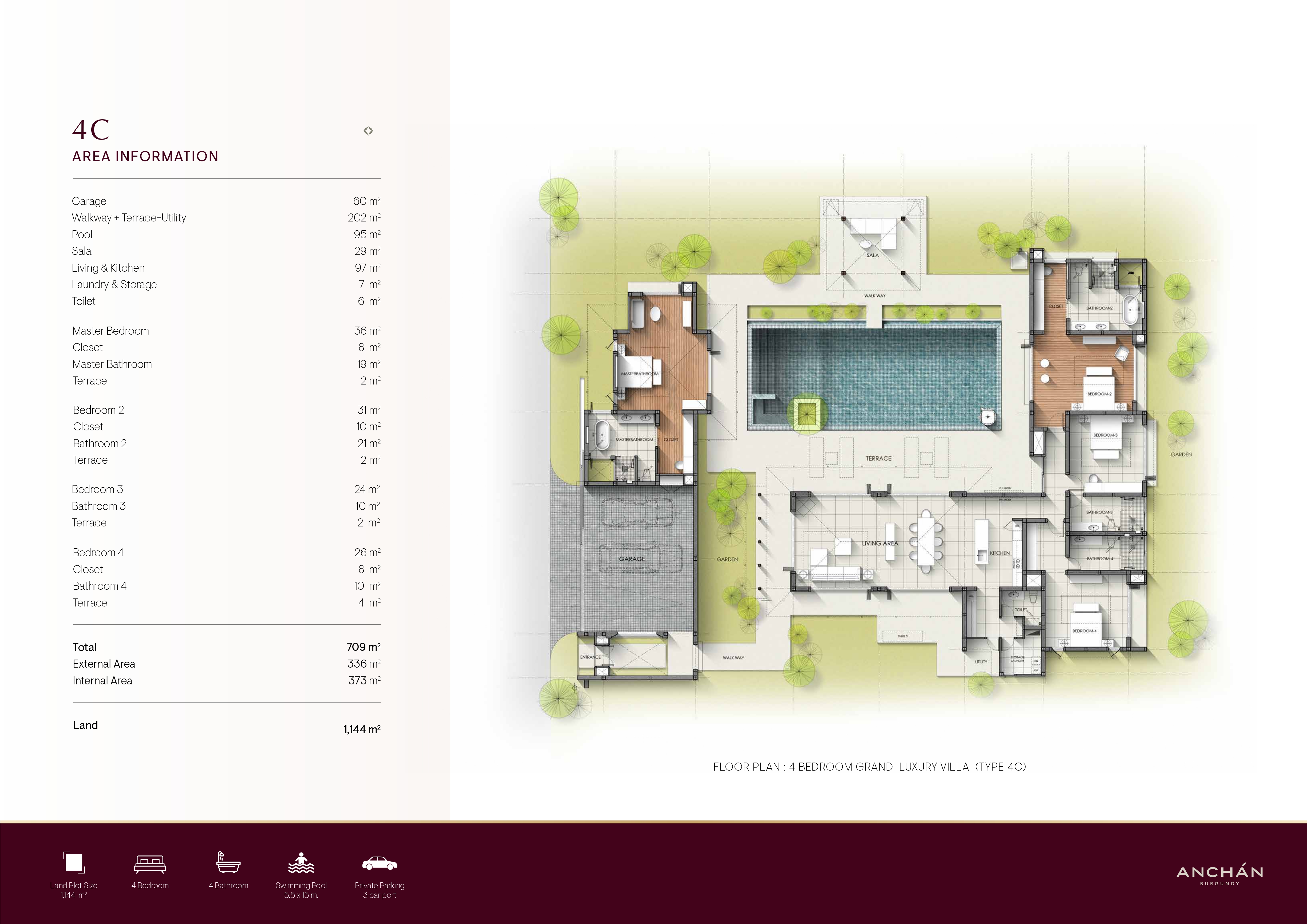 4 Bedroom Grand Luxury Villa at Anchan Burgundy