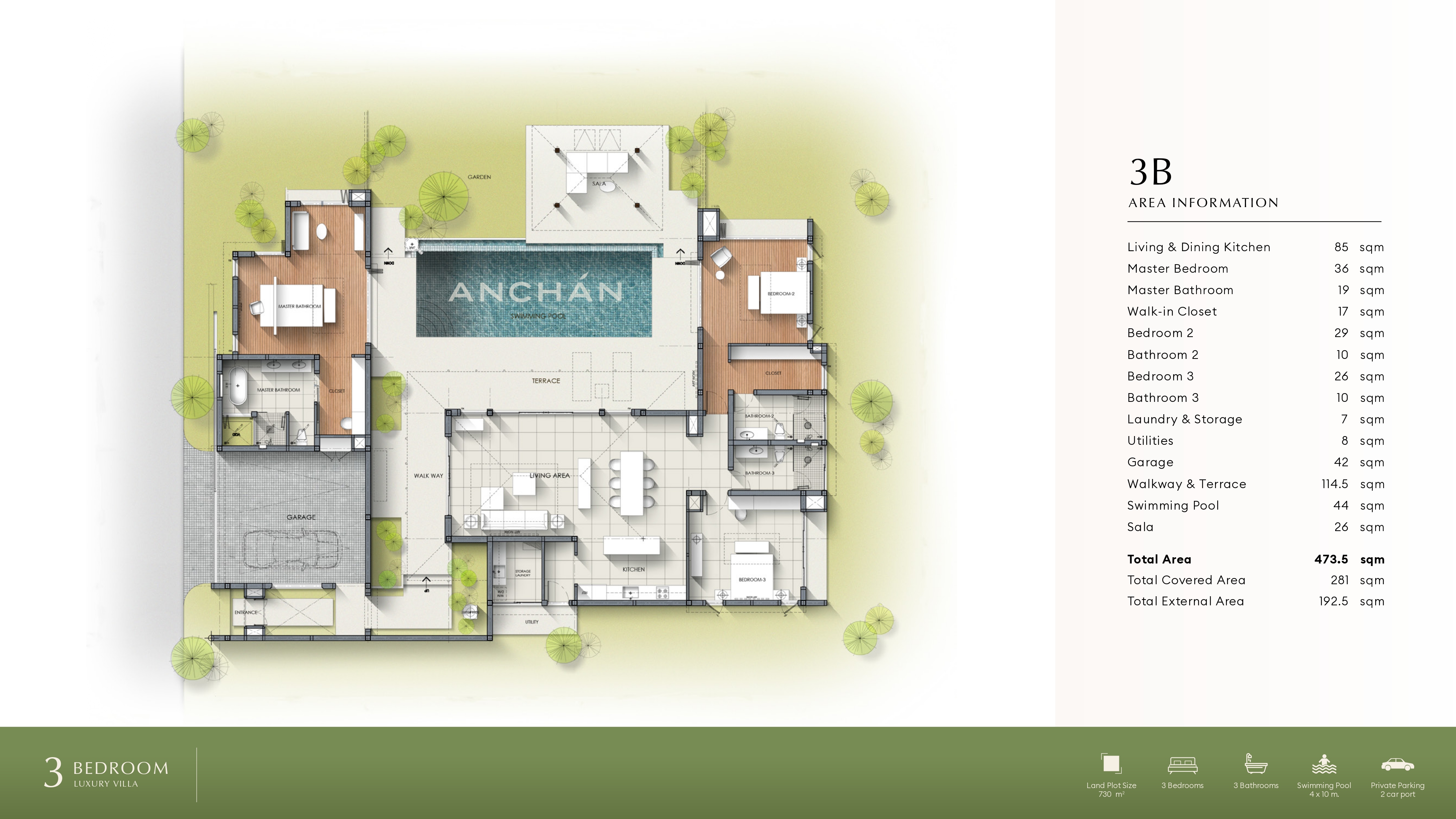 Exclusive 3-Bedroom Pool Villa at Anchan Villas – Type 3B