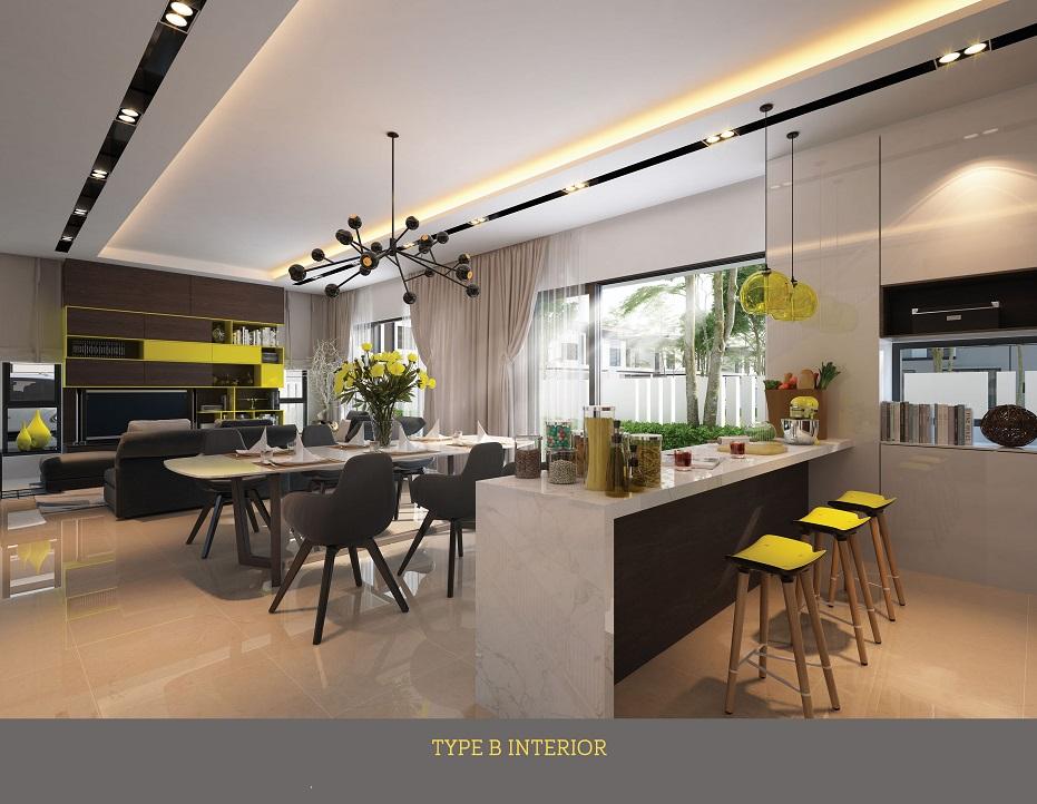 Open-plan living and dining area in the Type B Family Villa
