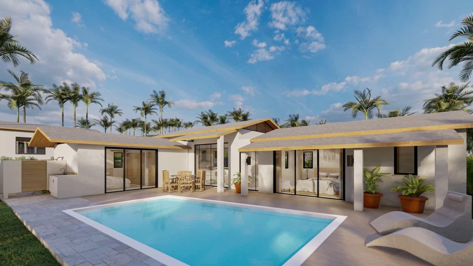 Private pool and exterior of the Type B Family Villa at The Trinity Village