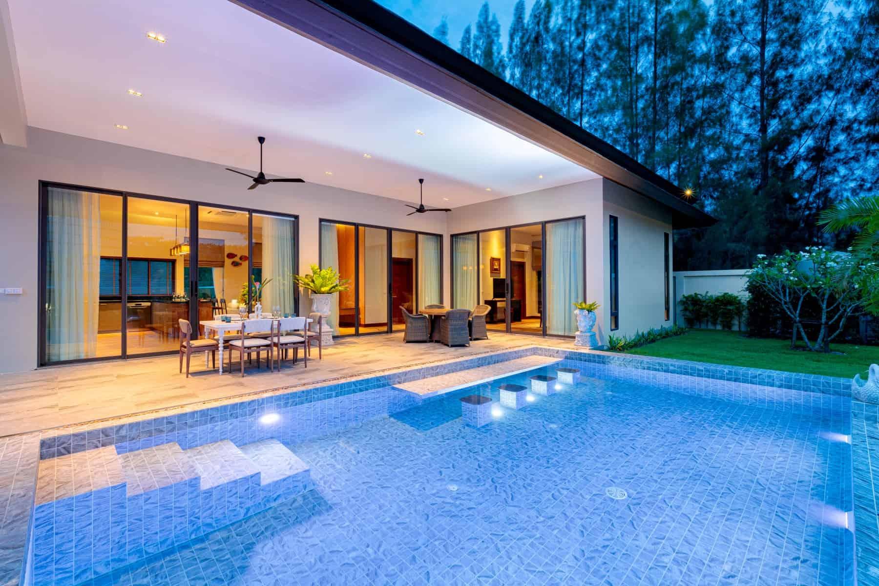 Private pool and outdoor terrace at the Type D Family Estate