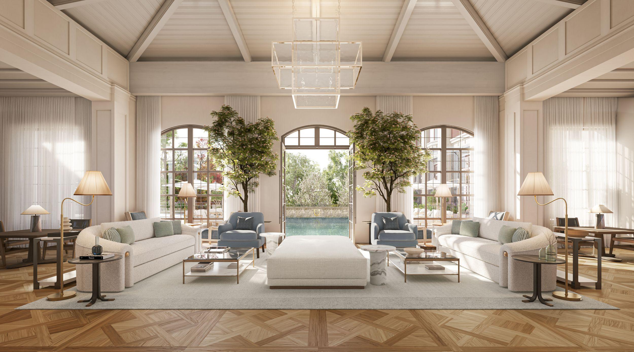 Grand open-plan living area in the Type D Family Estate