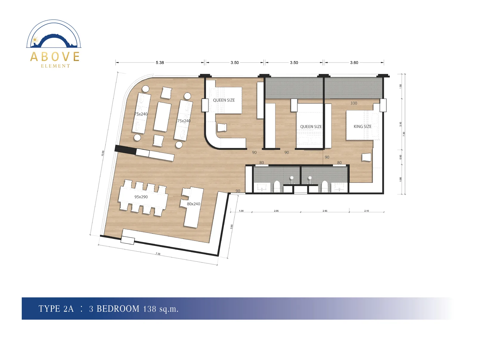 3-bedroom condo, 138 sqm