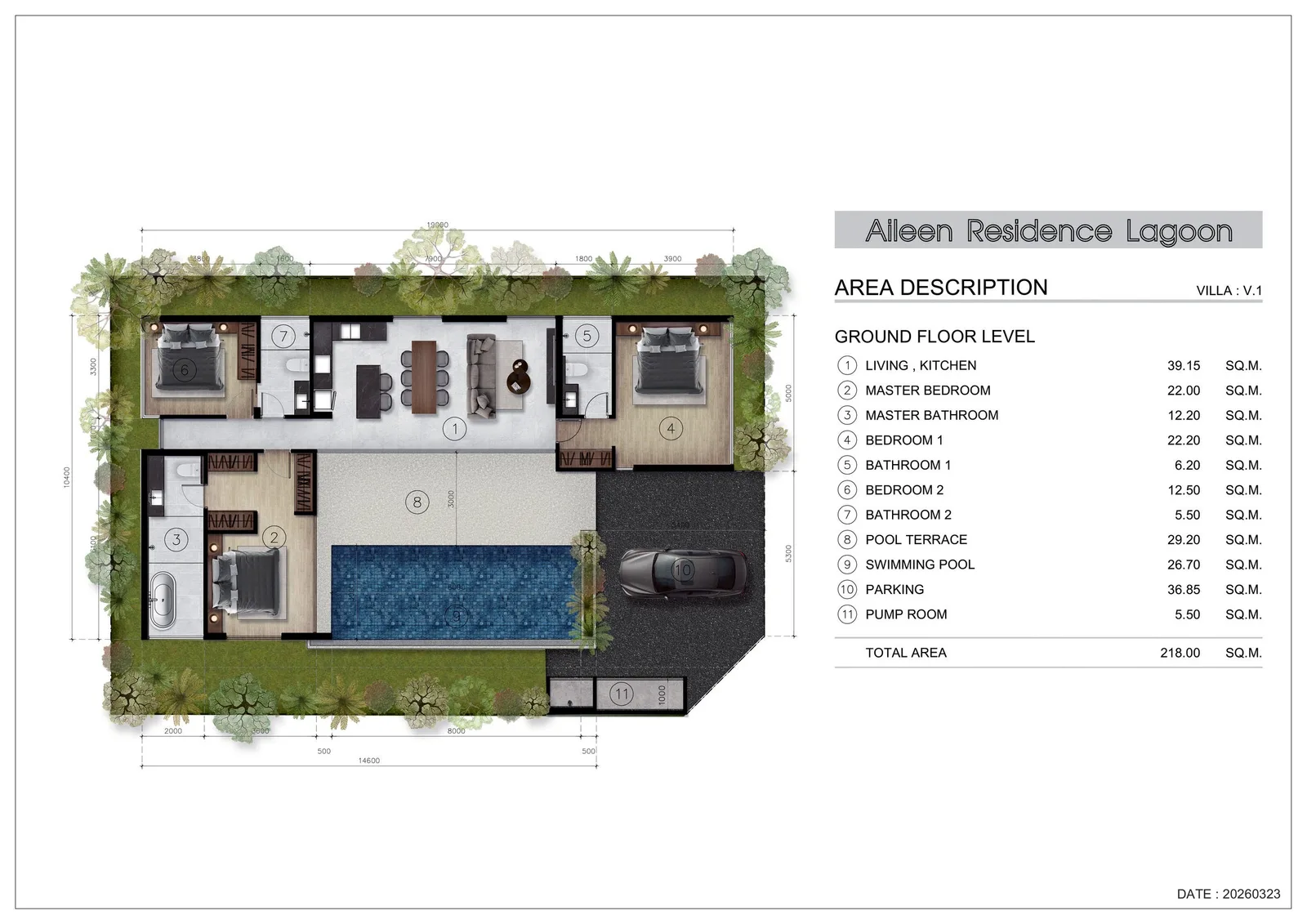 3-bedroom townhouse, 159 sqm