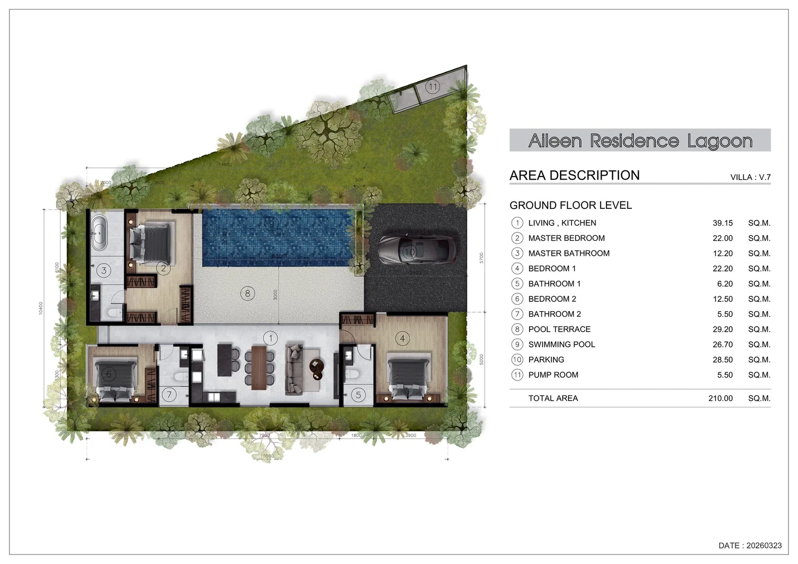 3-bedroom townhouse, 159 sqm