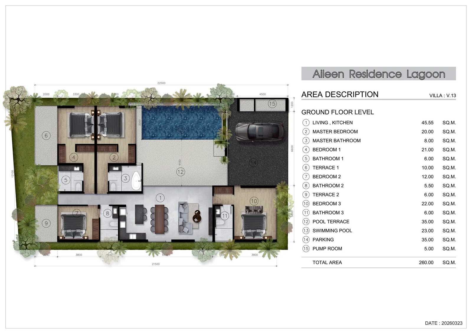 4-bedroom townhouse, 260 sqm