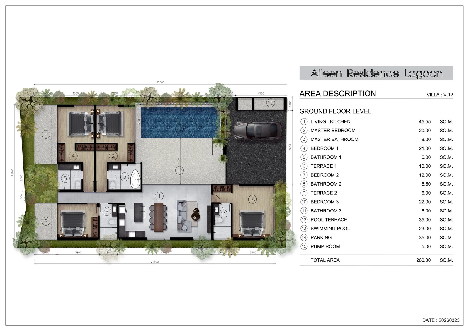 4-bedroom townhouse, 260 sqm
