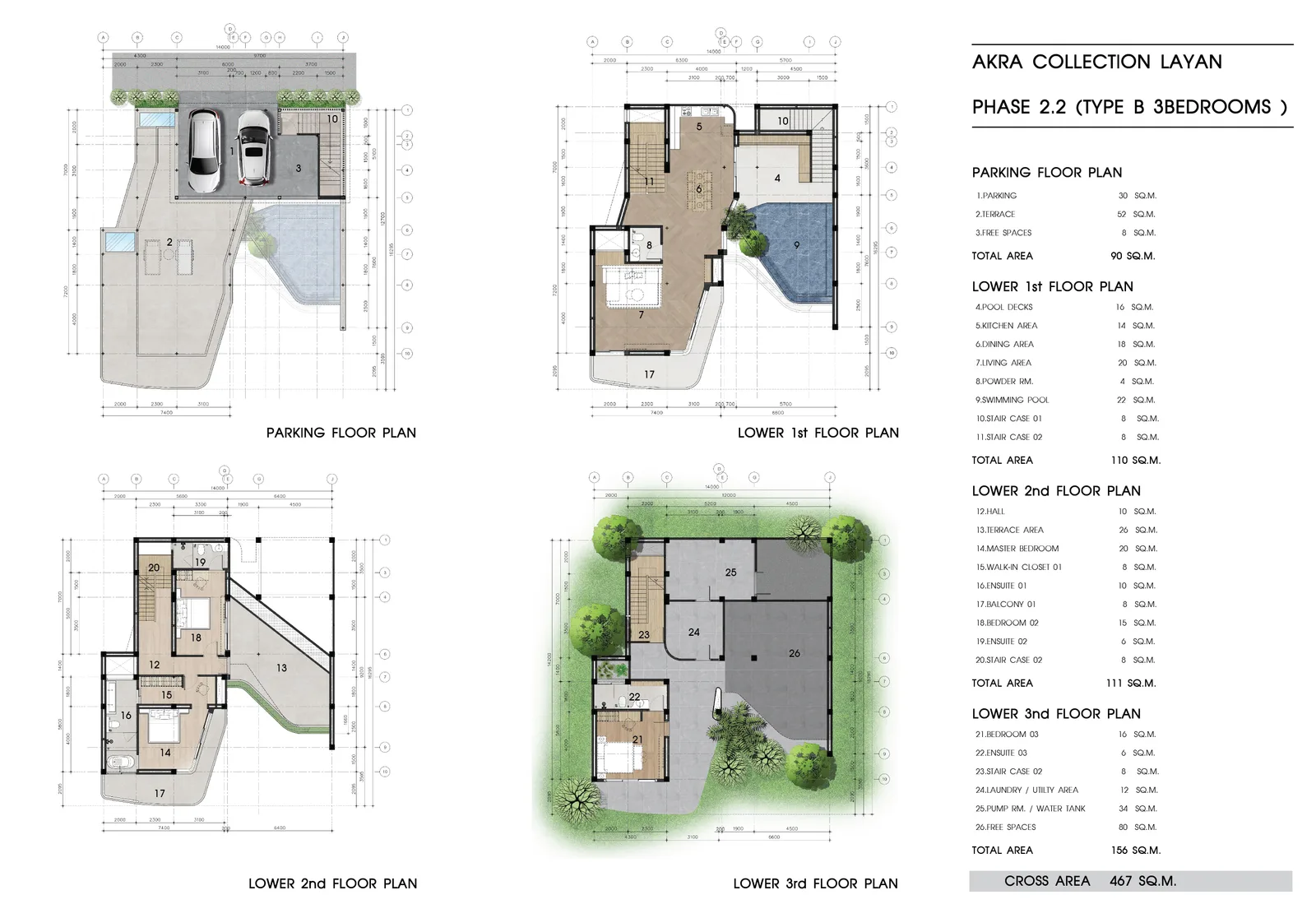 3-bedroom villa, 467 sqm
