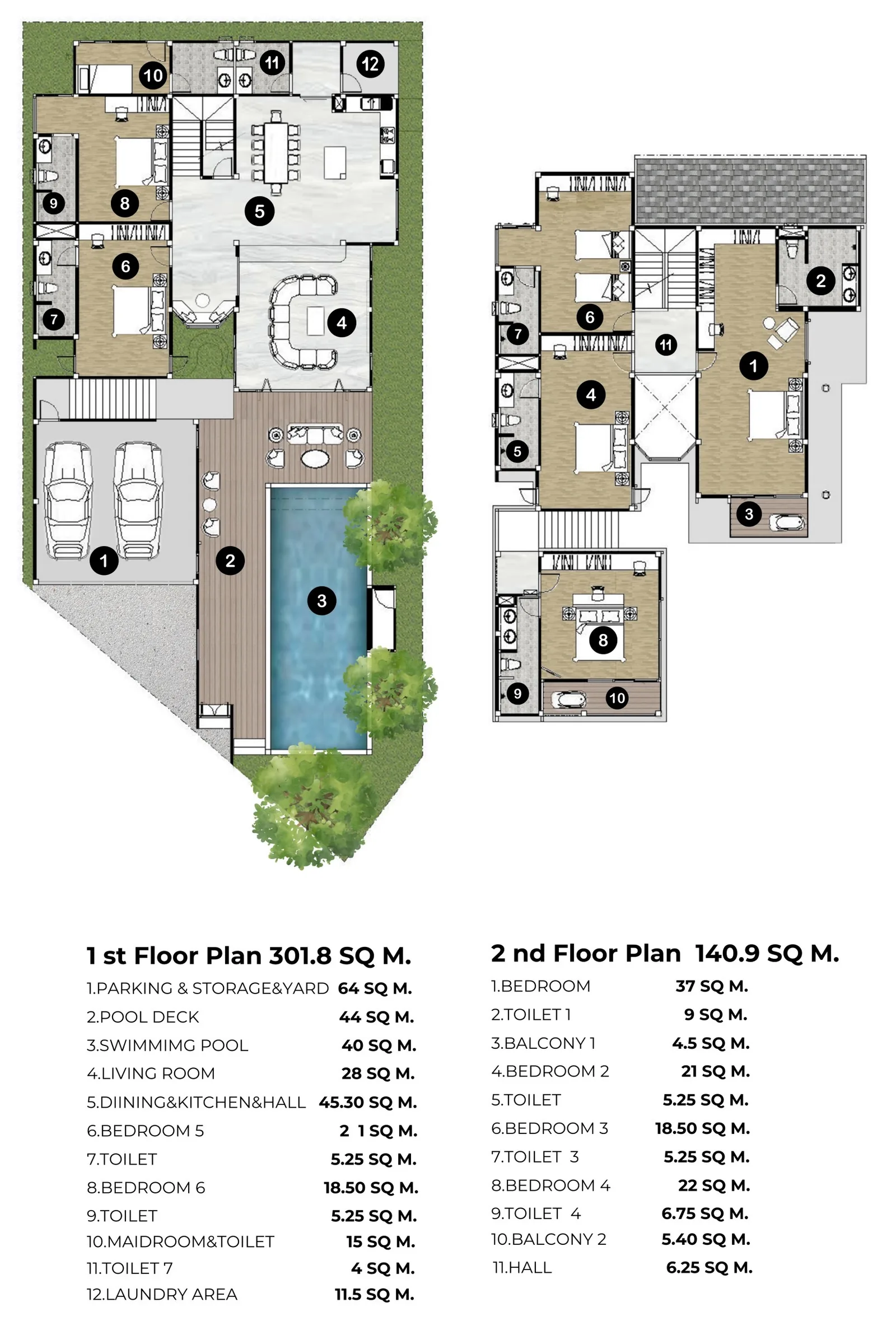 6-bedroom villa, 442 sqm