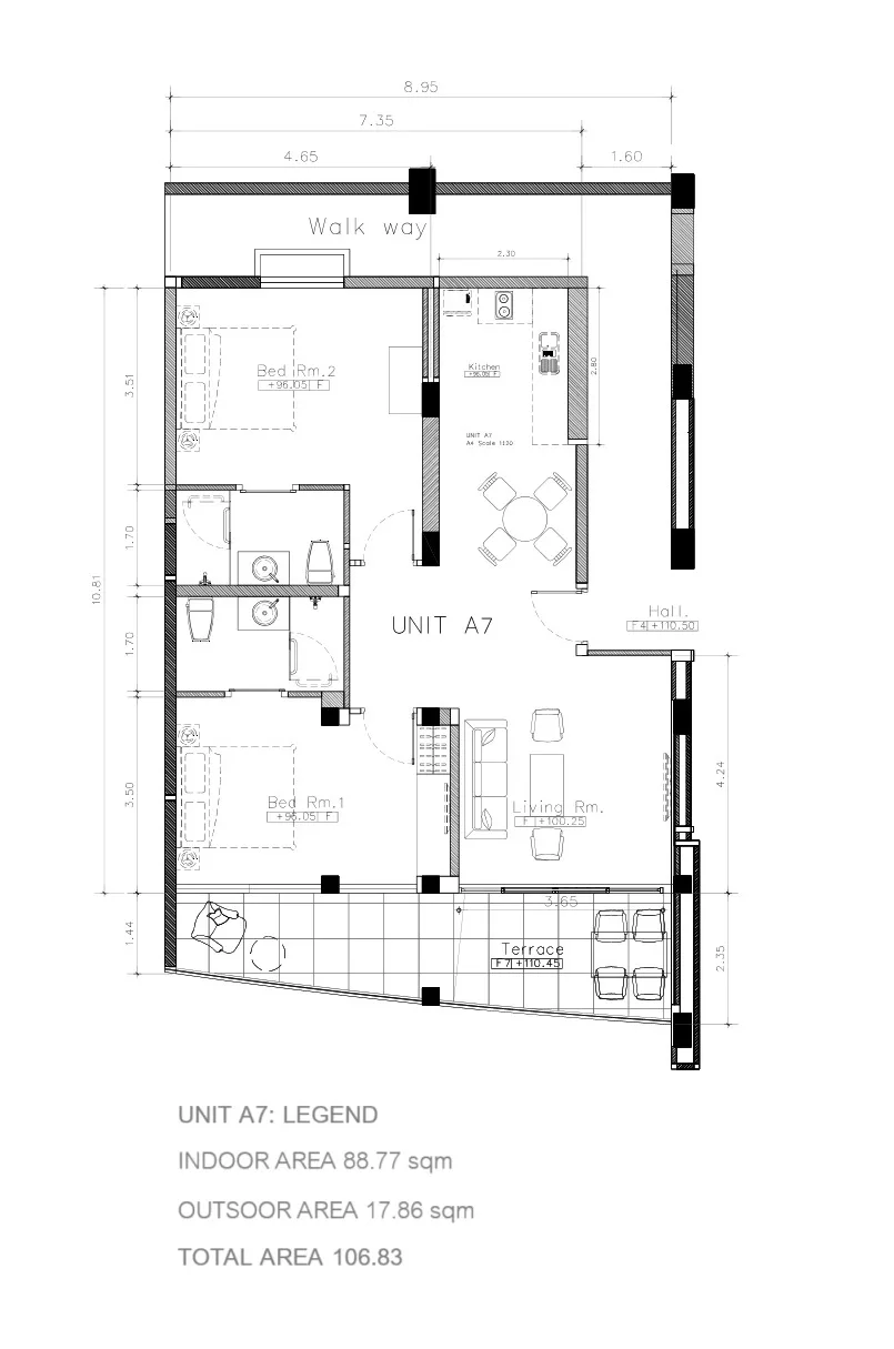 3-bedroom condo, 133 sqm