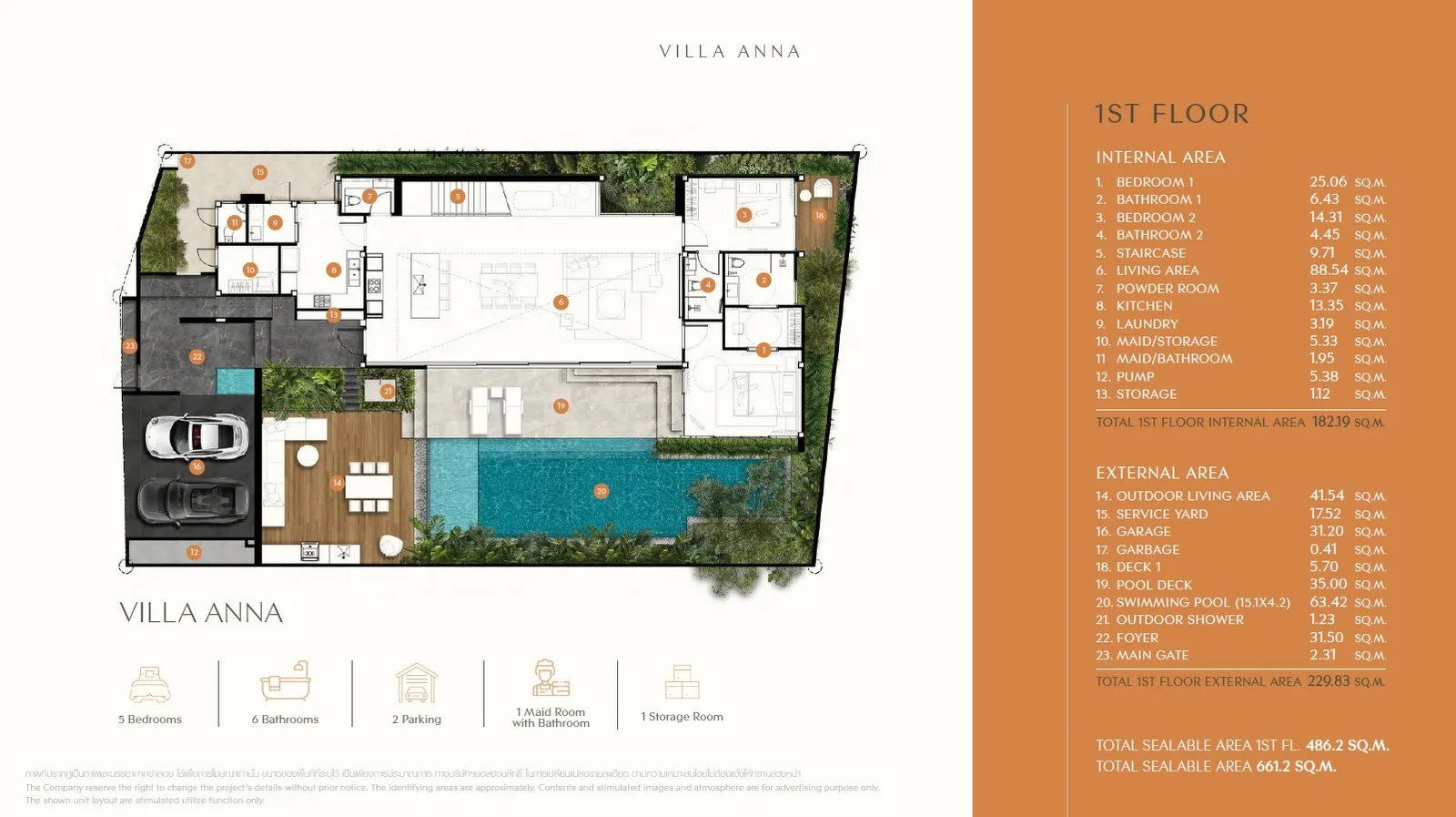 5-bedroom villa, 656 sqm