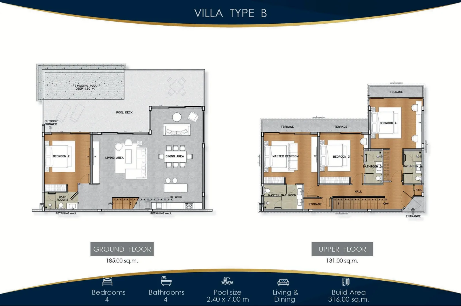 4-bedroom villa, 274 sqm