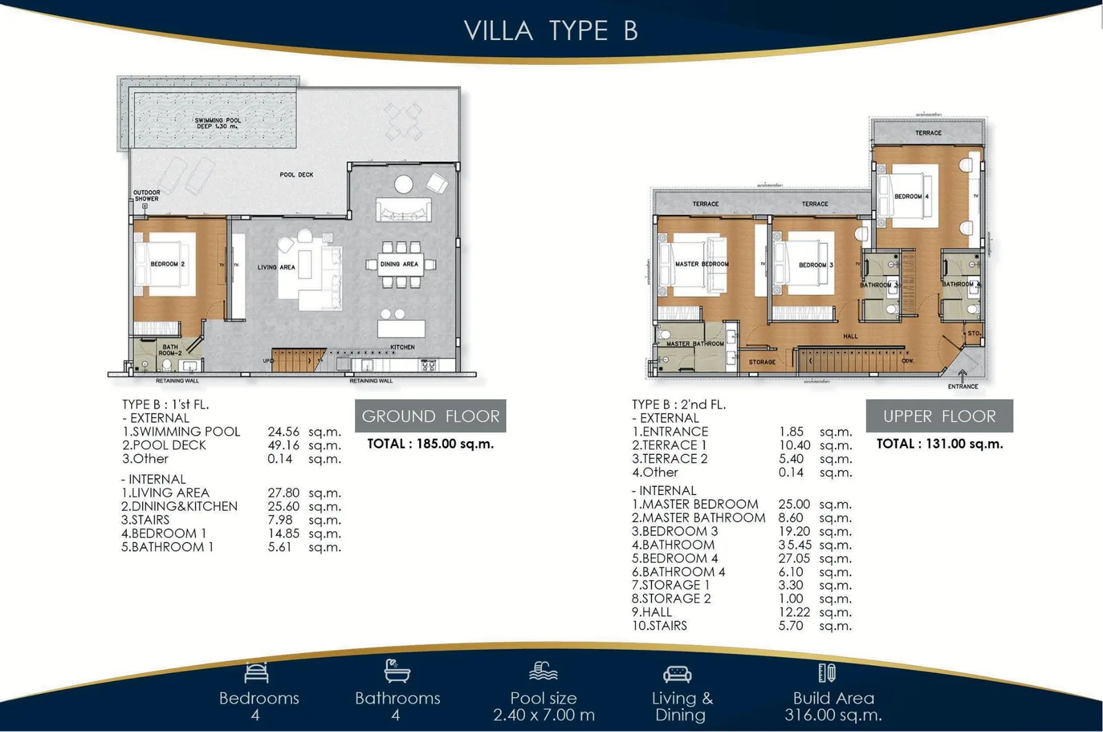4-bedroom villa, 274 sqm