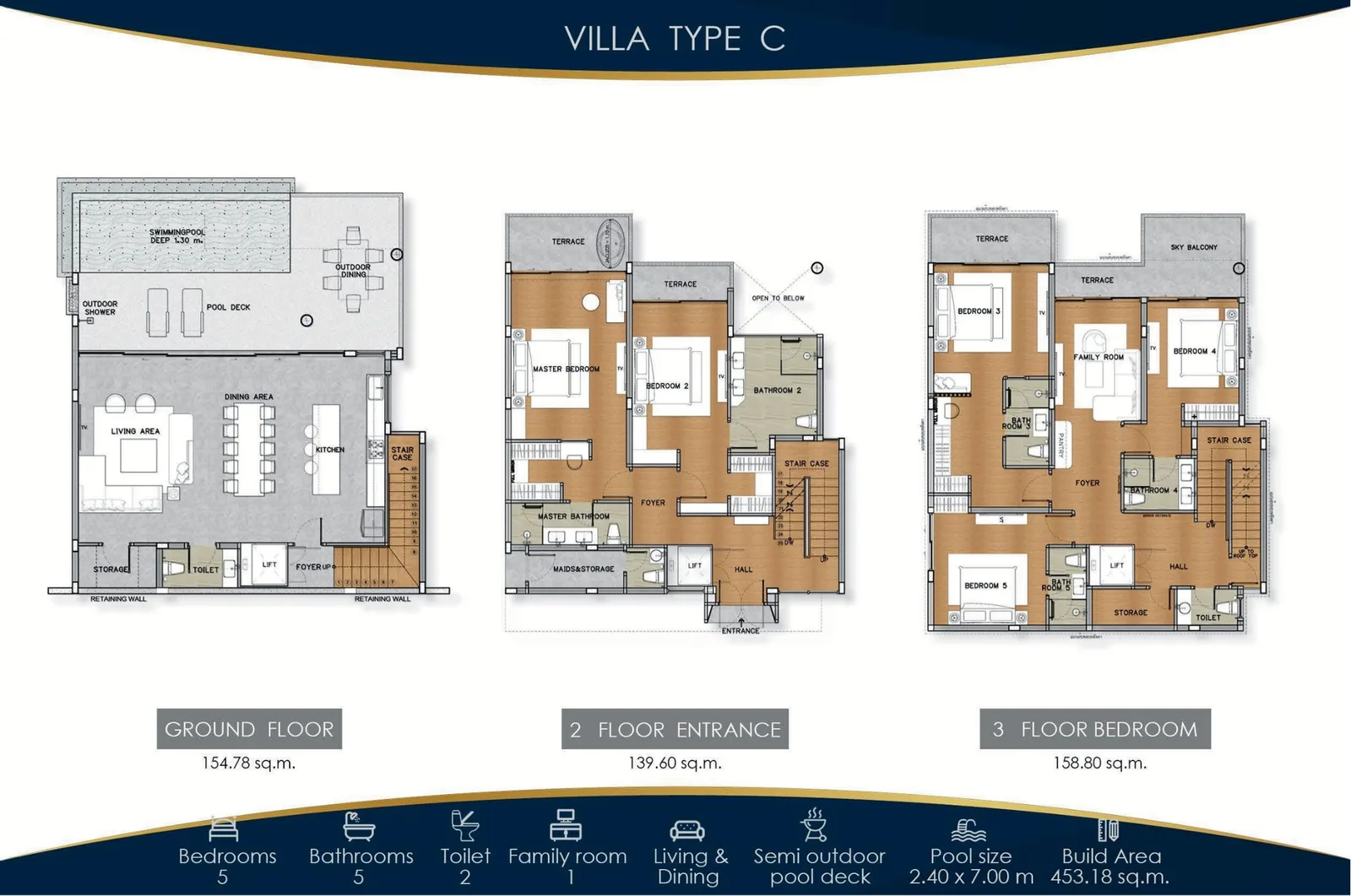 5-bedroom villa, 453 sqm