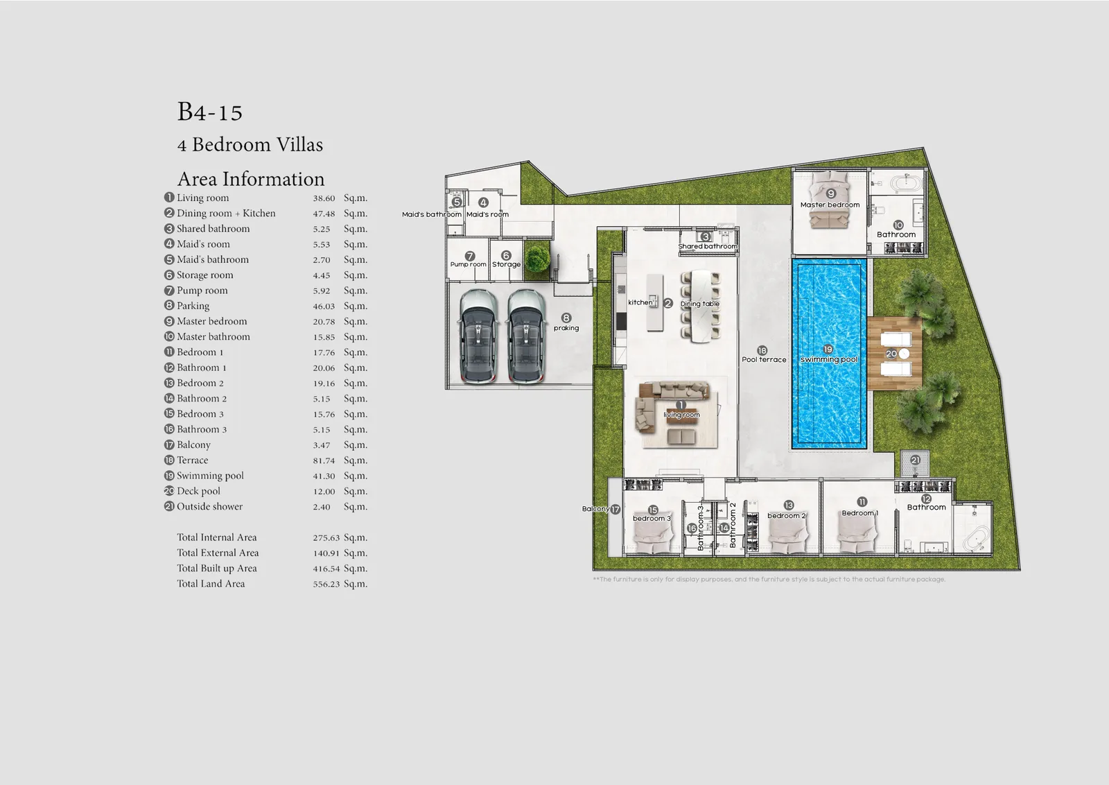 4-bedroom villa, 267 sqm