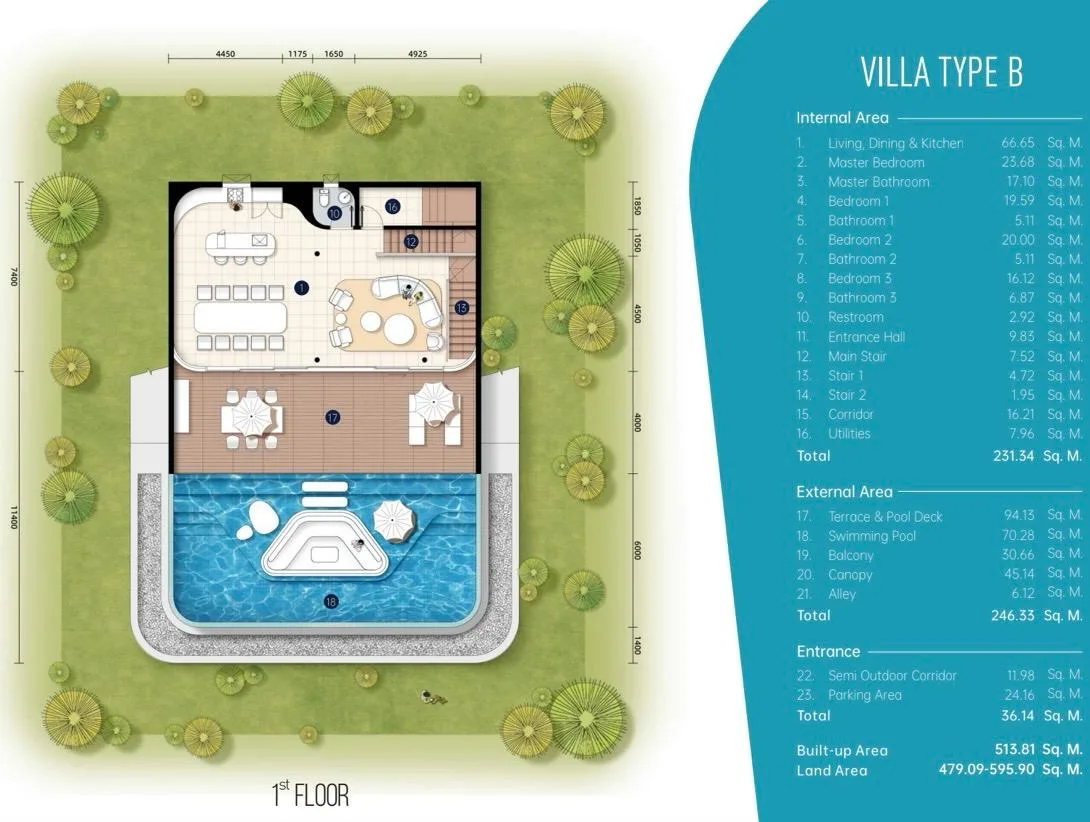 4-bedroom villa, 514 sqm