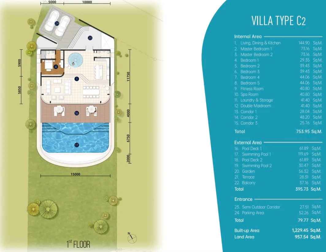 7-bedroom villa, 1218 sqm