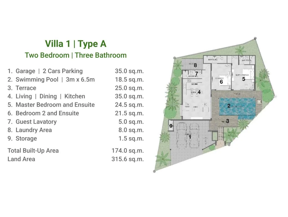 2-bedroom villa, 174 sqm