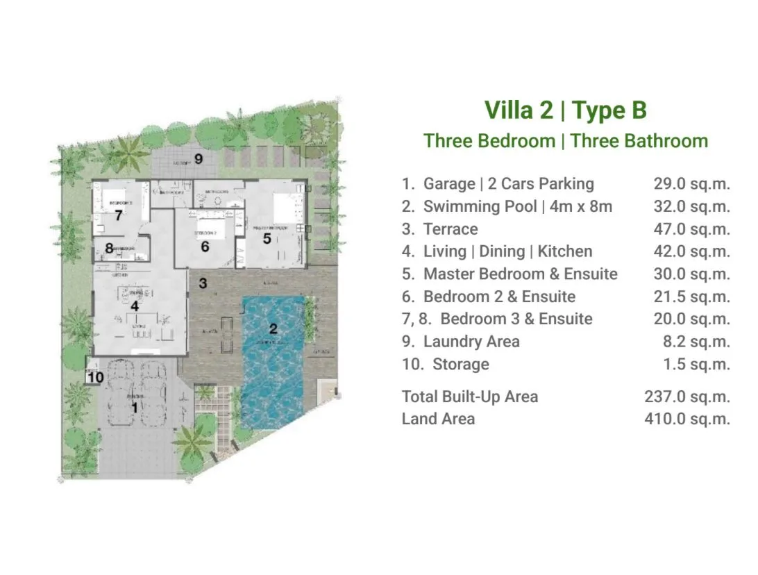 3-bedroom villa, 229 sqm