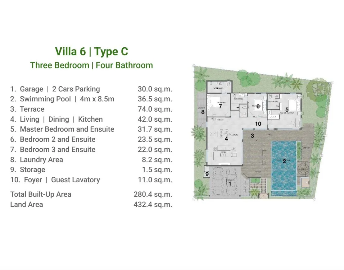 3-bedroom villa, 229 sqm
