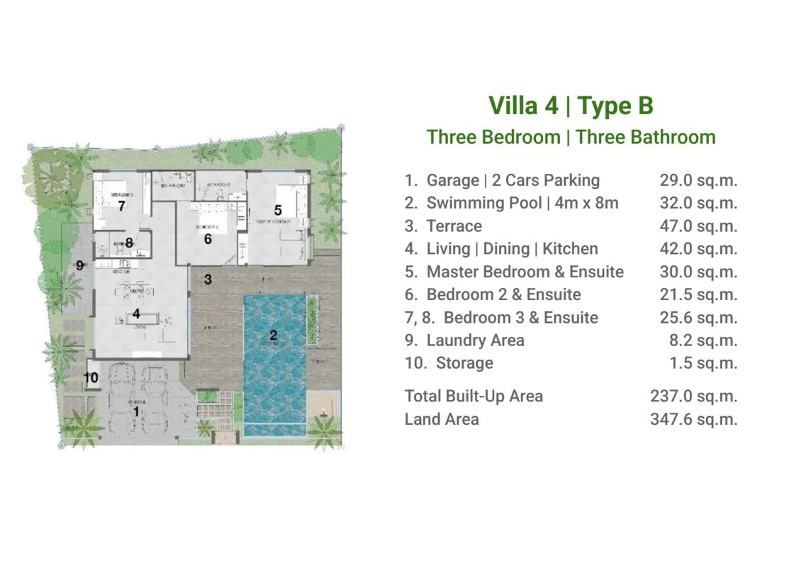 3-bedroom villa, 229 sqm