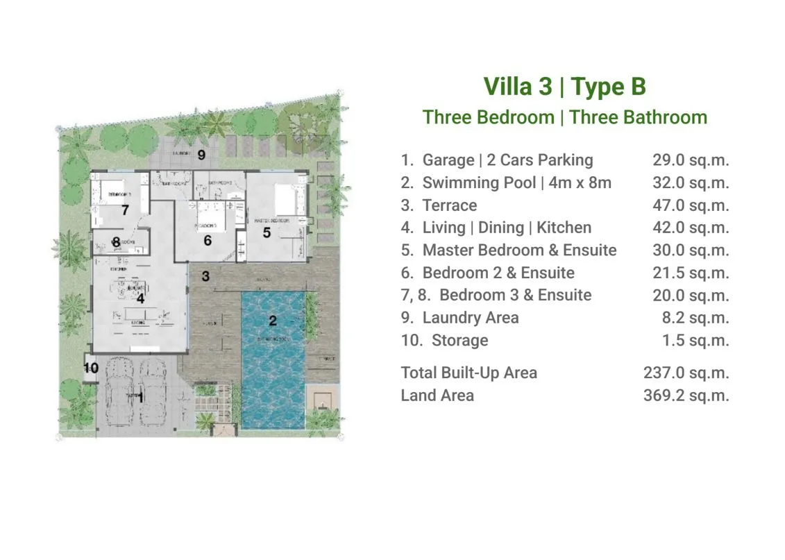 3-bedroom villa, 229 sqm