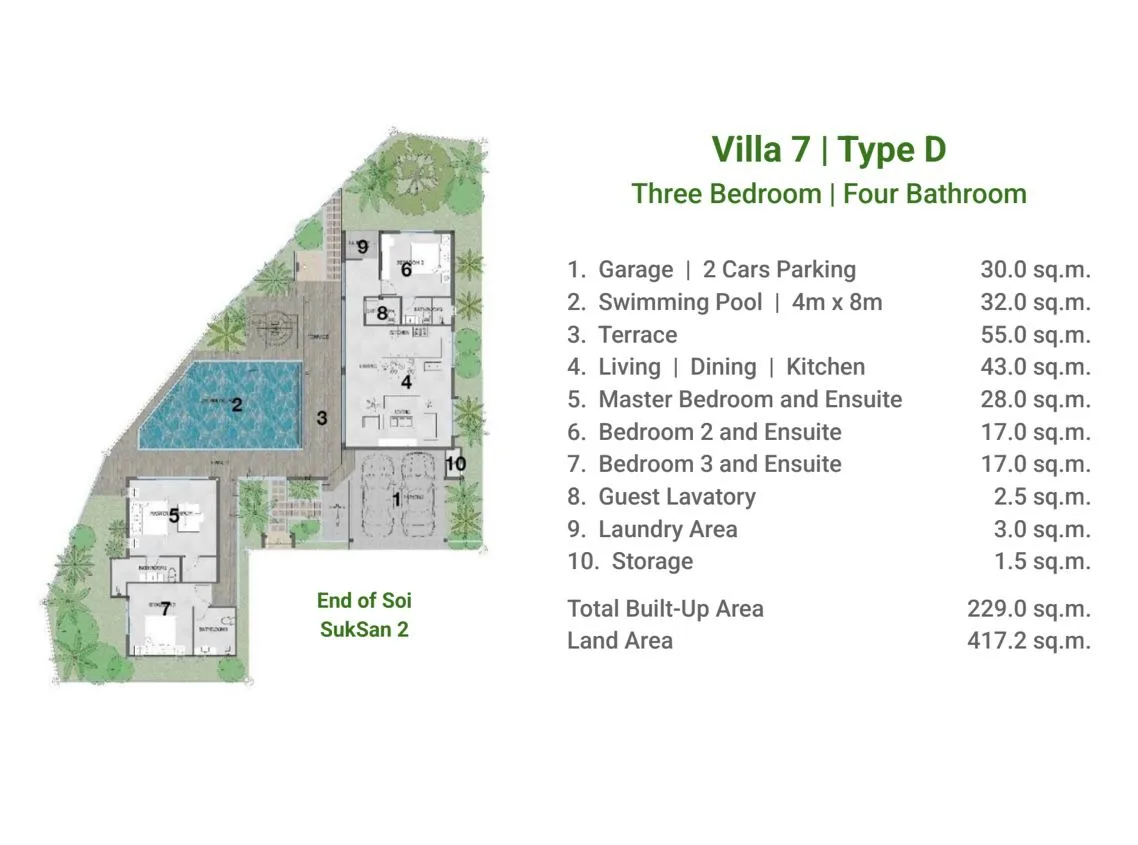 3-bedroom villa, 229 sqm
