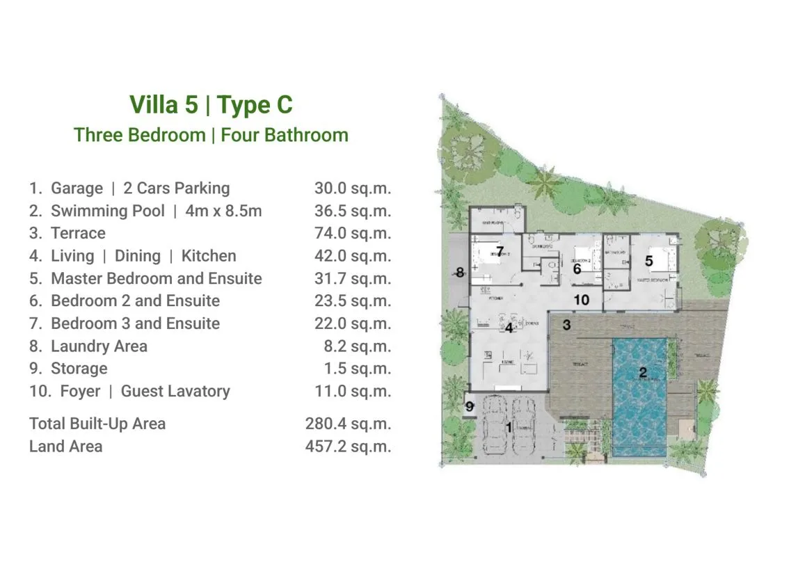 3-bedroom villa, 229 sqm