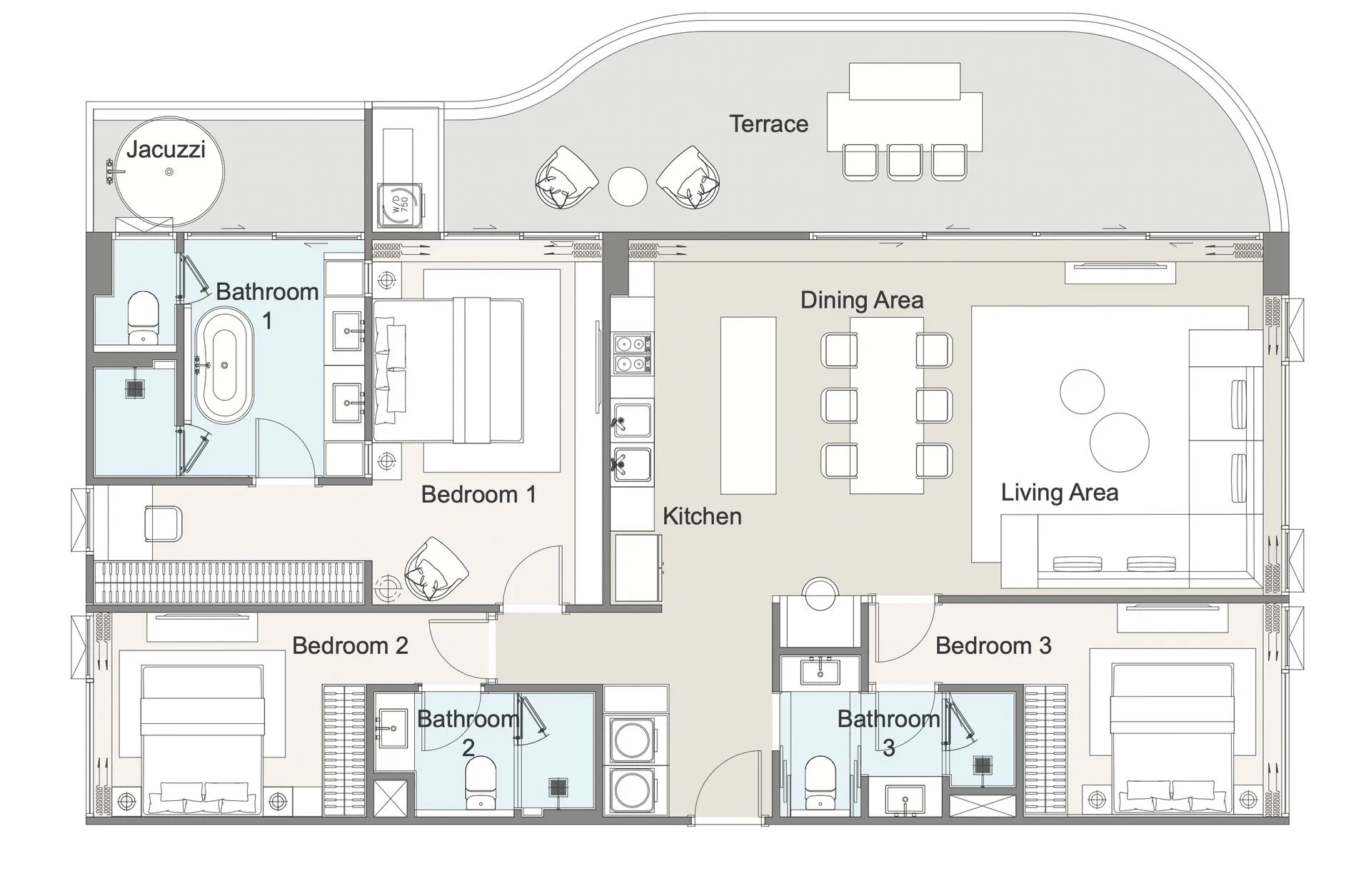 2-bedroom condo, 104 sqm