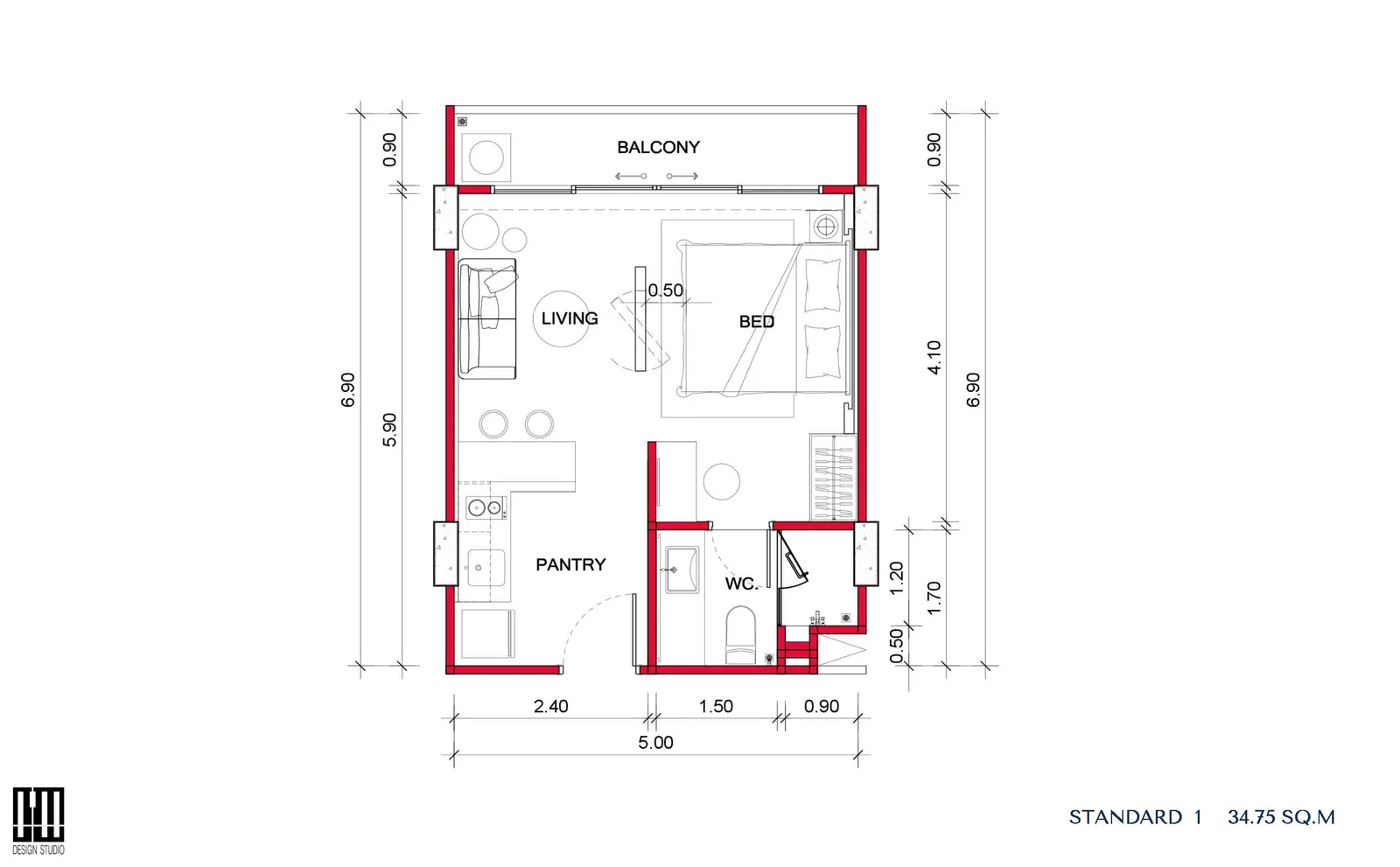 Studio, 35 sqm