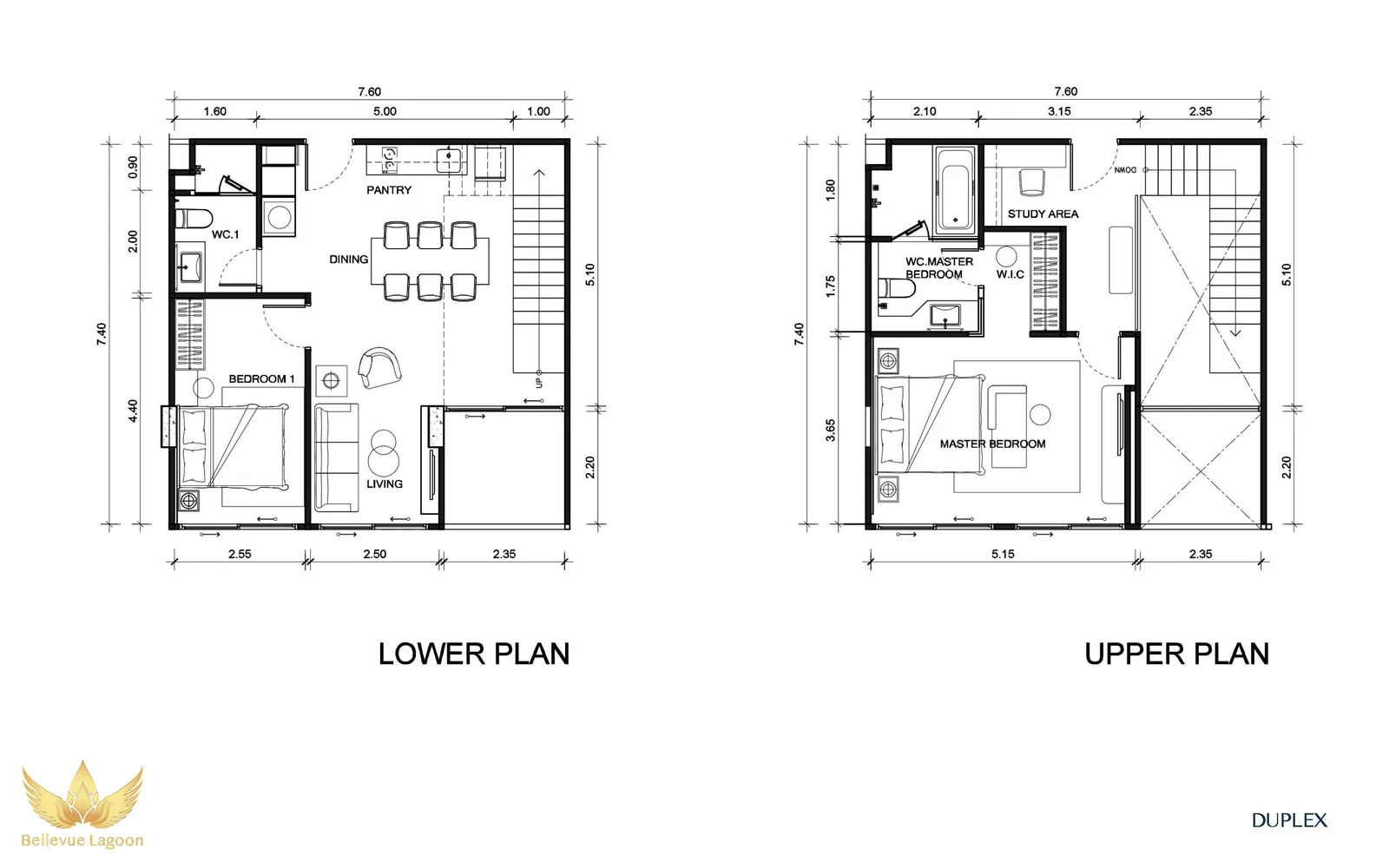 2-bedroom condo, 75 sqm