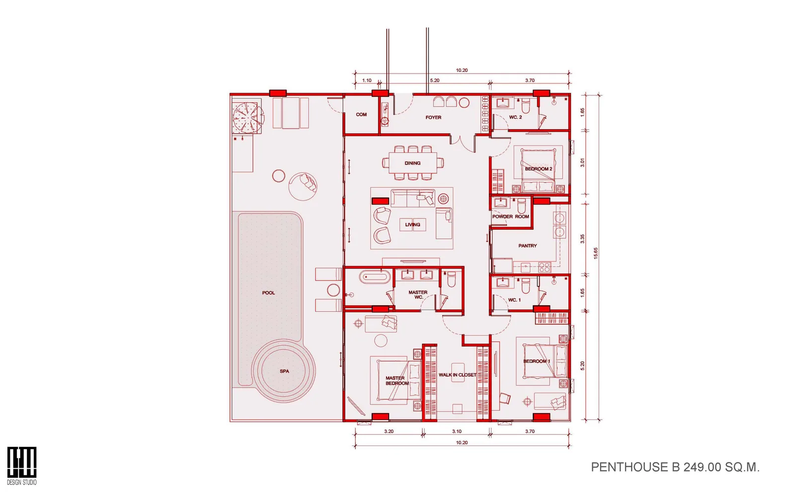 3-bedroom condo, 248 sqm