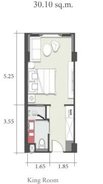 1-bedroom condo, 30 sqm