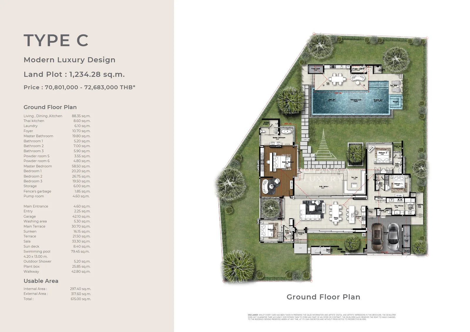 4-bedroom villa, 425 sqm