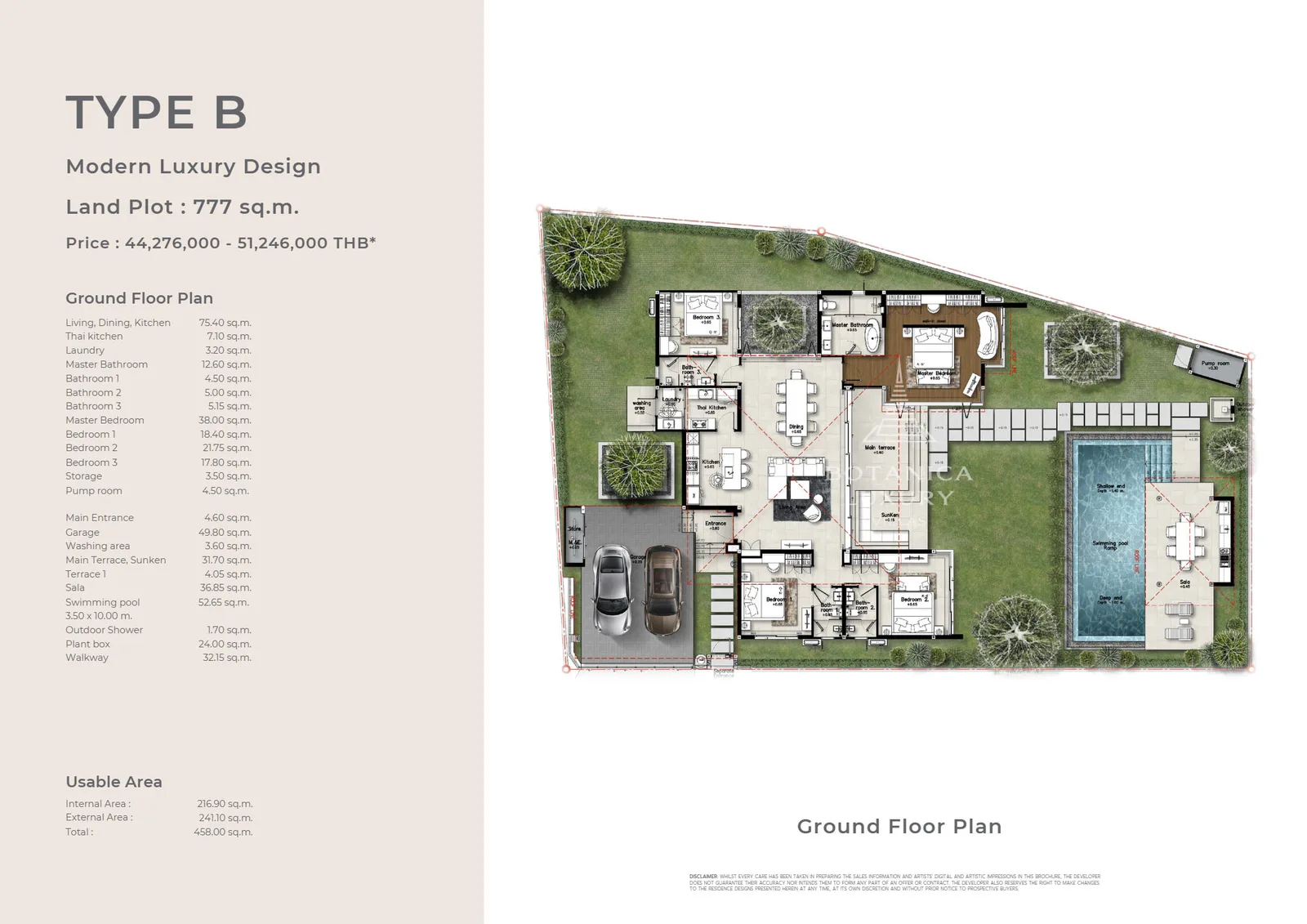 4-bedroom villa, 425 sqm
