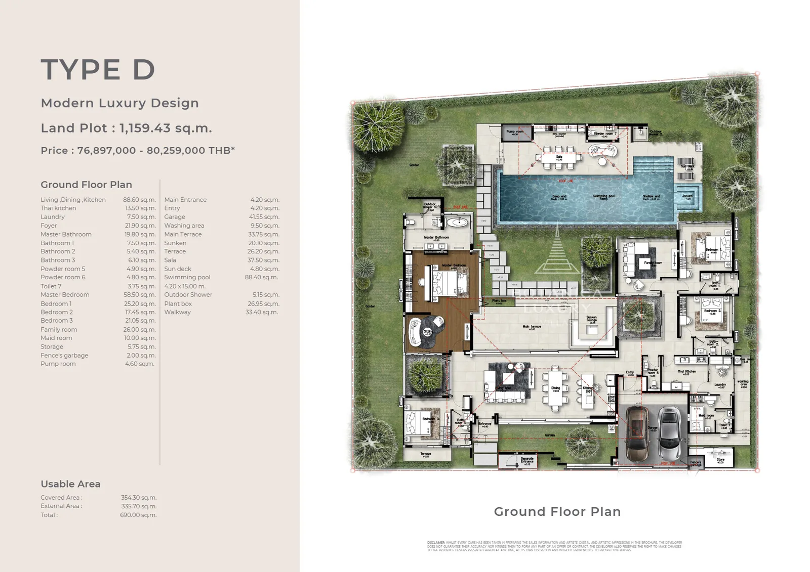 4-bedroom villa, 425 sqm