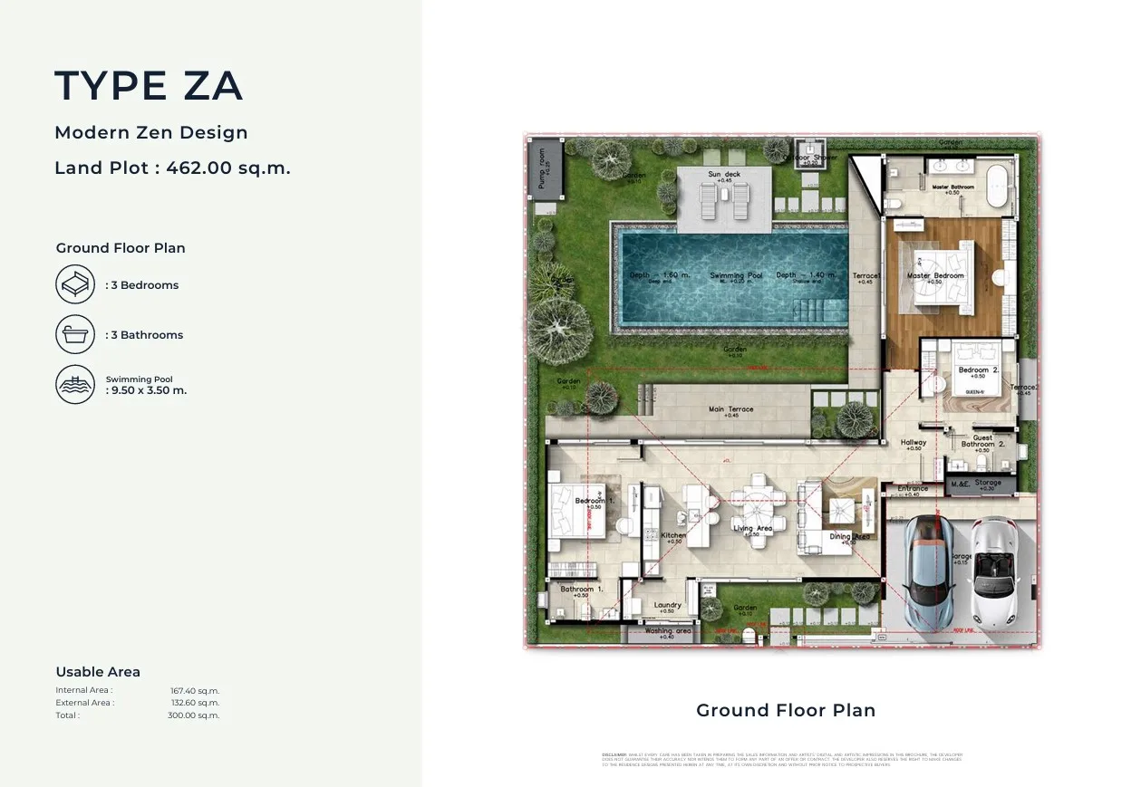 3-bedroom villa, 260 sqm