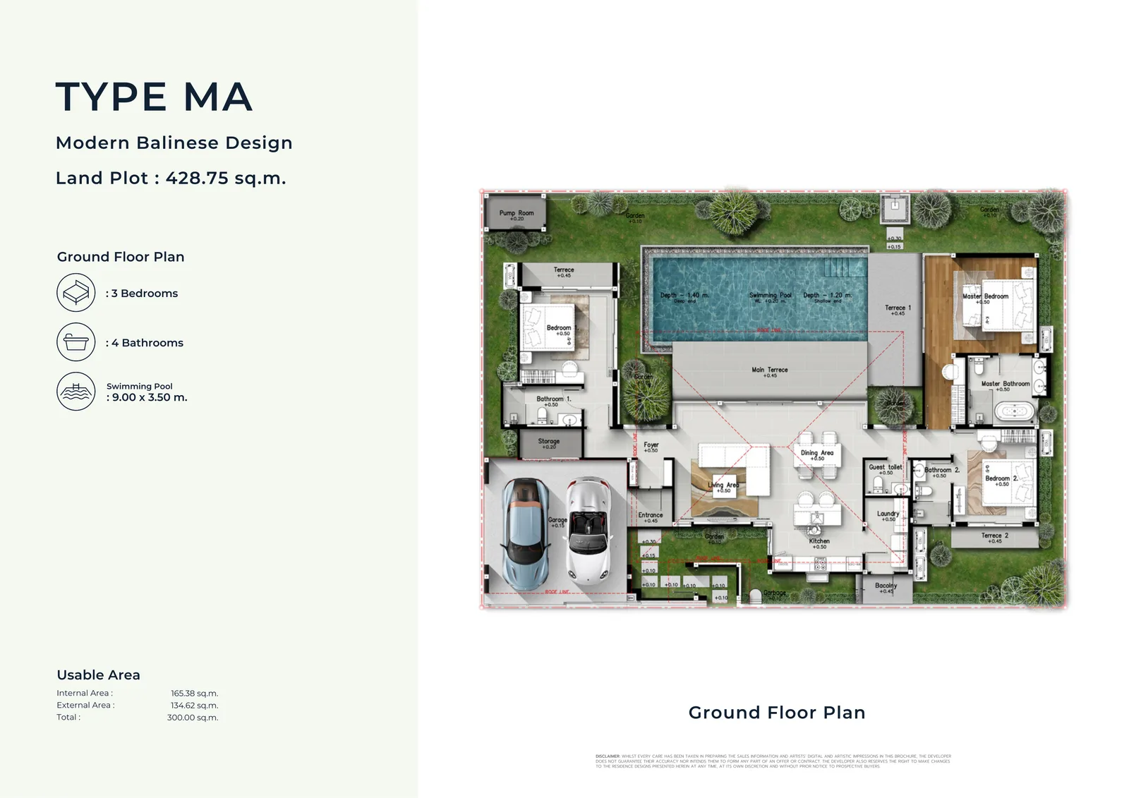 3-bedroom villa, 260 sqm