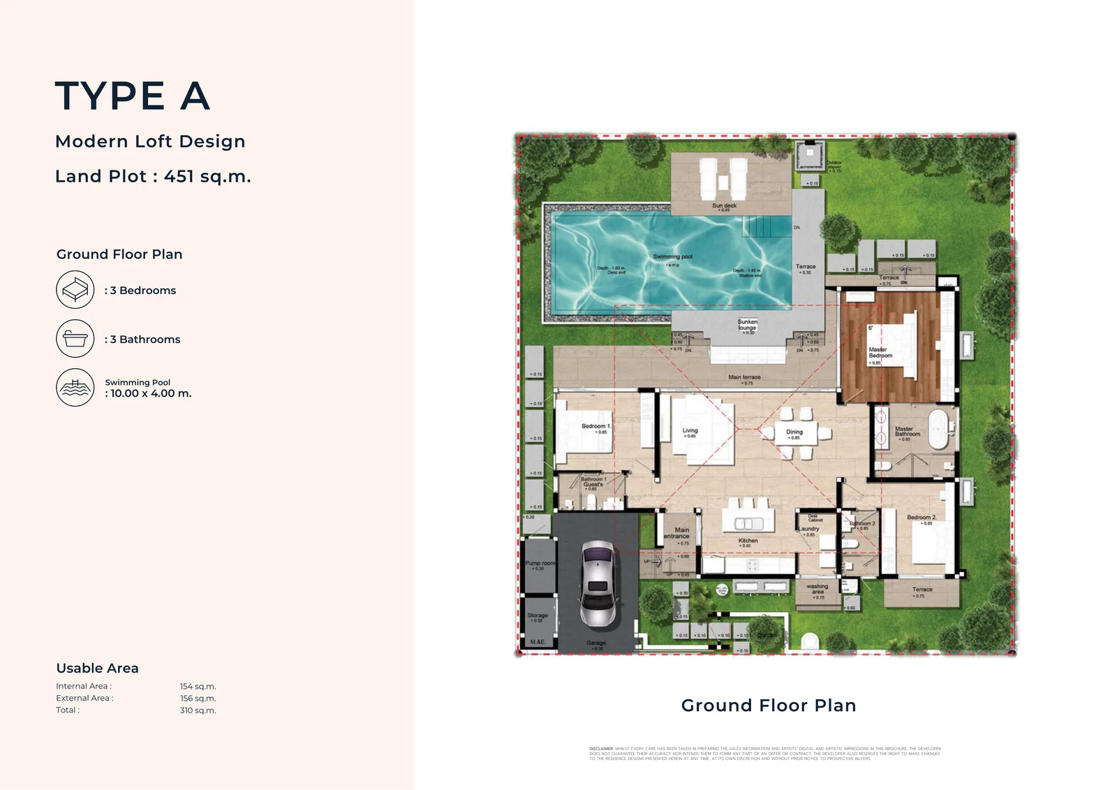 3-bedroom villa, 260 sqm