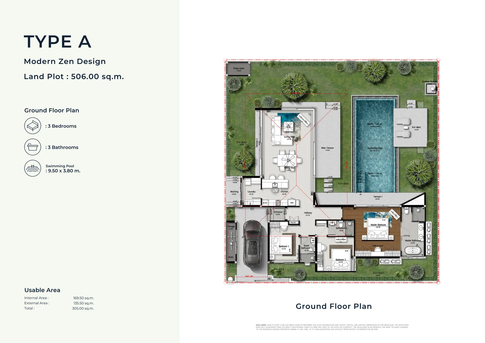 3-bedroom villa, 260 sqm