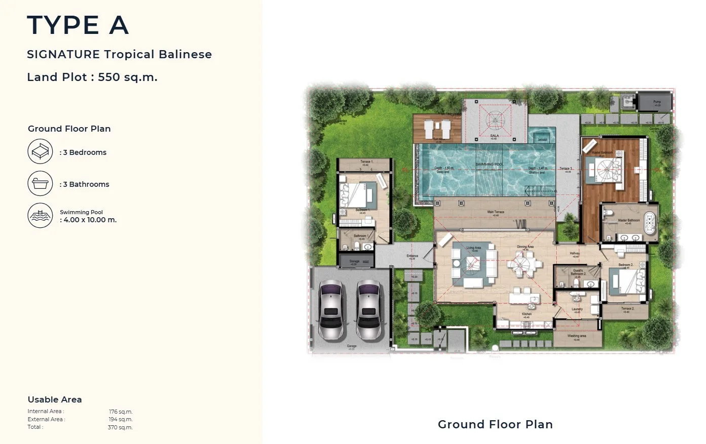 3-bedroom villa, 260 sqm