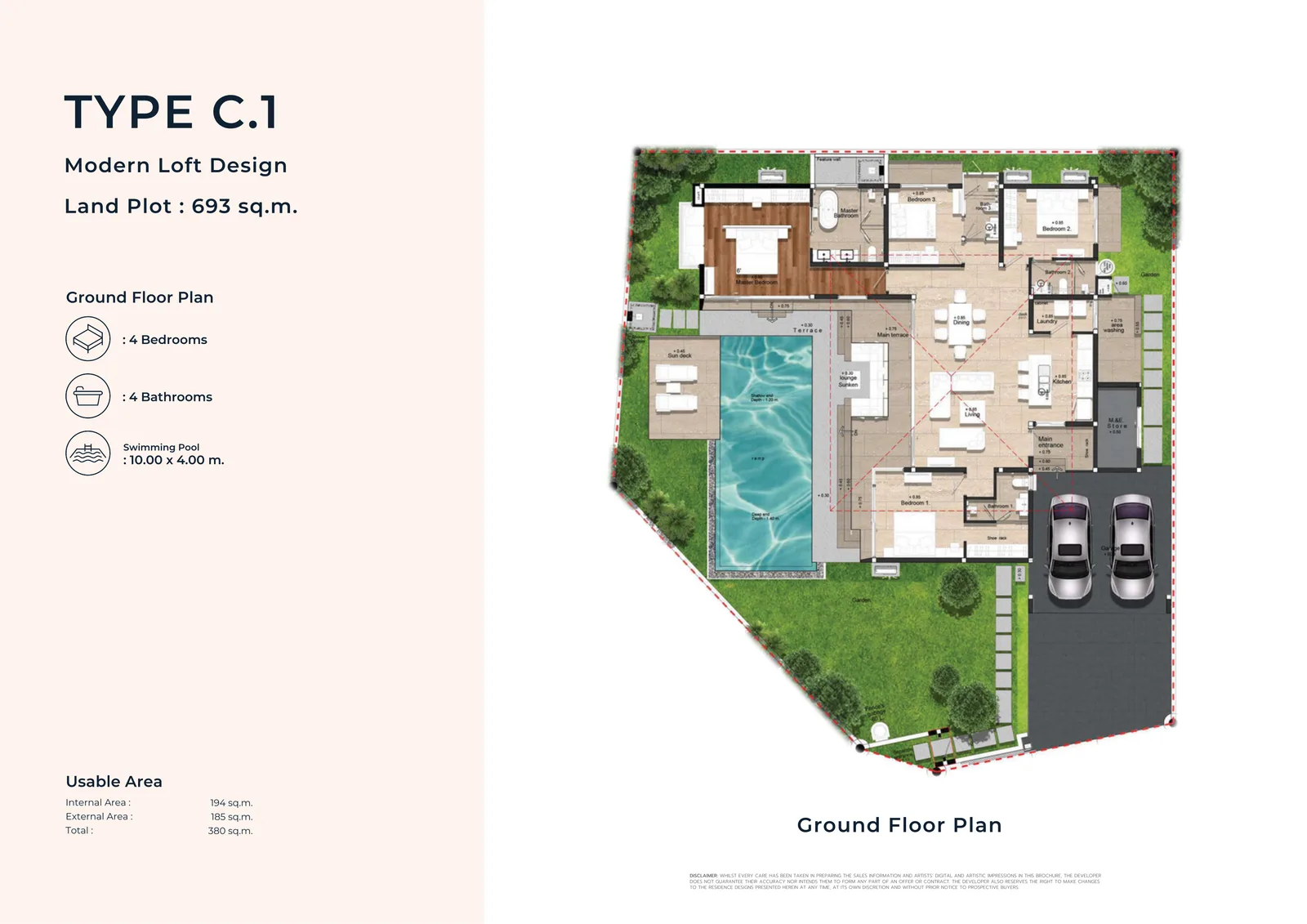 4-bedroom villa, 370 sqm