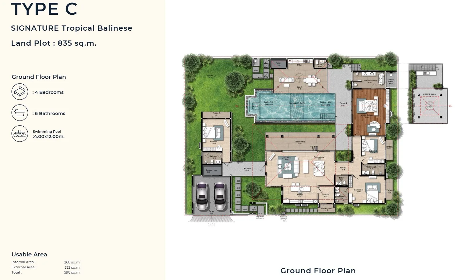 4-bedroom villa, 370 sqm