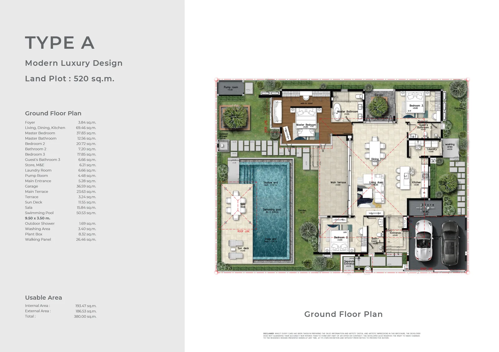 3-bedroom villa, 380 sqm