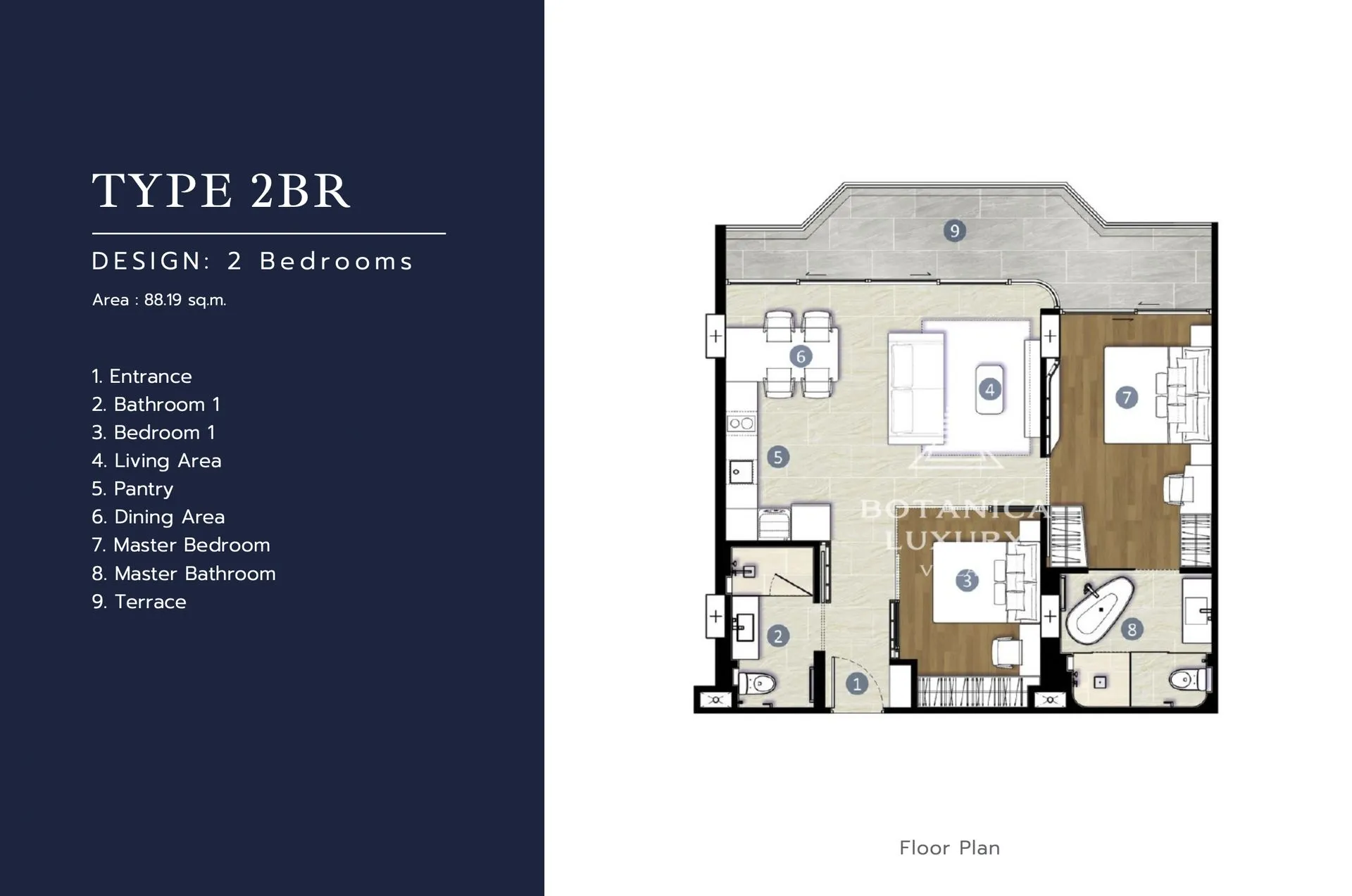 2-bedroom condo, 85 sqm