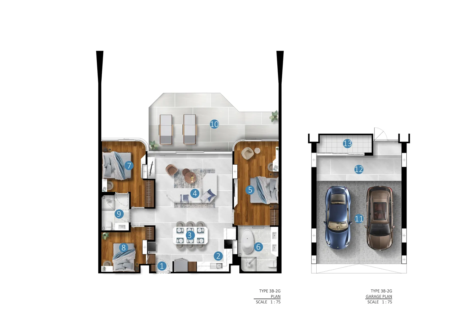 3-bedroom condo, 124 sqm