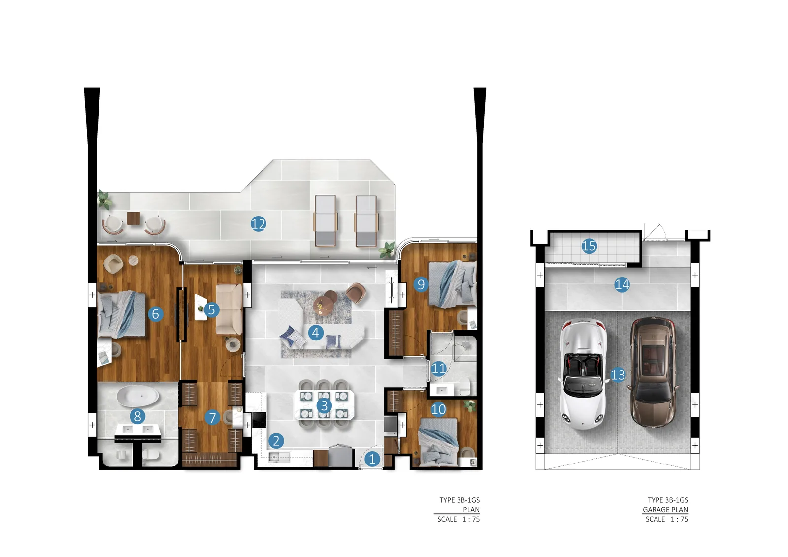 3-bedroom condo, 124 sqm