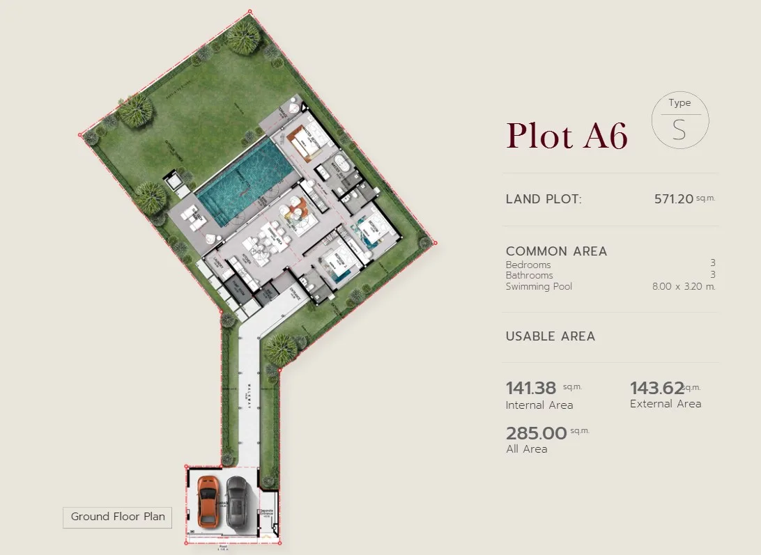 3-bedroom villa, 250 sqm