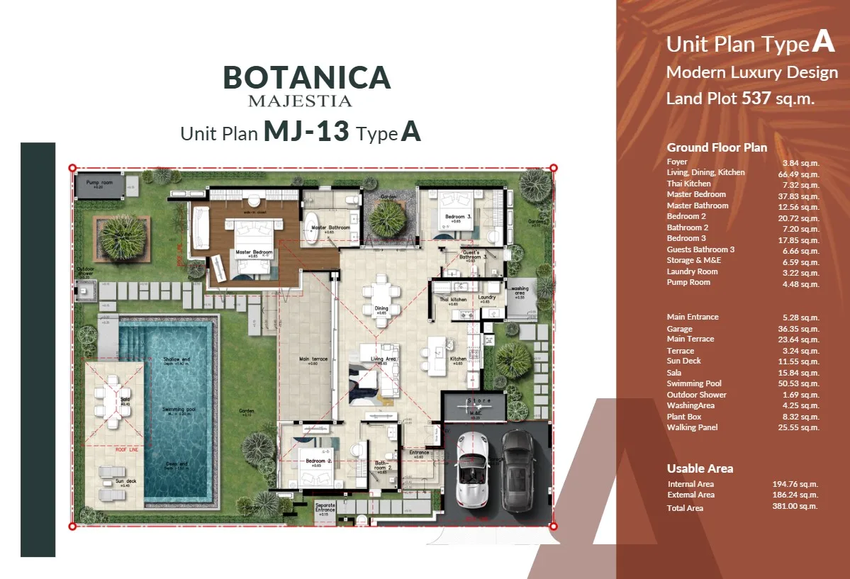 3-bedroom villa, 380 sqm